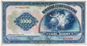 Československá bankovka 1000 korun 1932 - perforovaná -