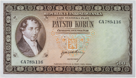500 korun bez data (1945) - perforovaná -