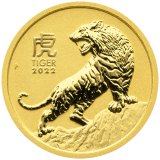 Zlatá investiční mince Rok Tygra 1/10 Oz 2022